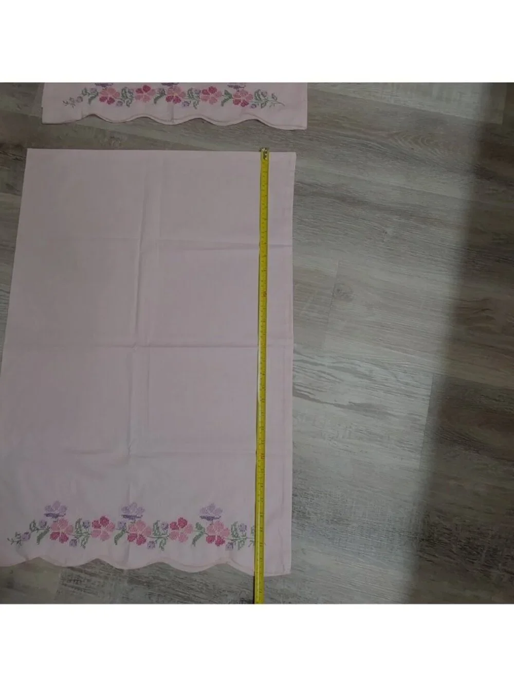 2 Handmade bubble gum Pink Pillowcases Bedroom Linen Cross Stitch Vintage Girl